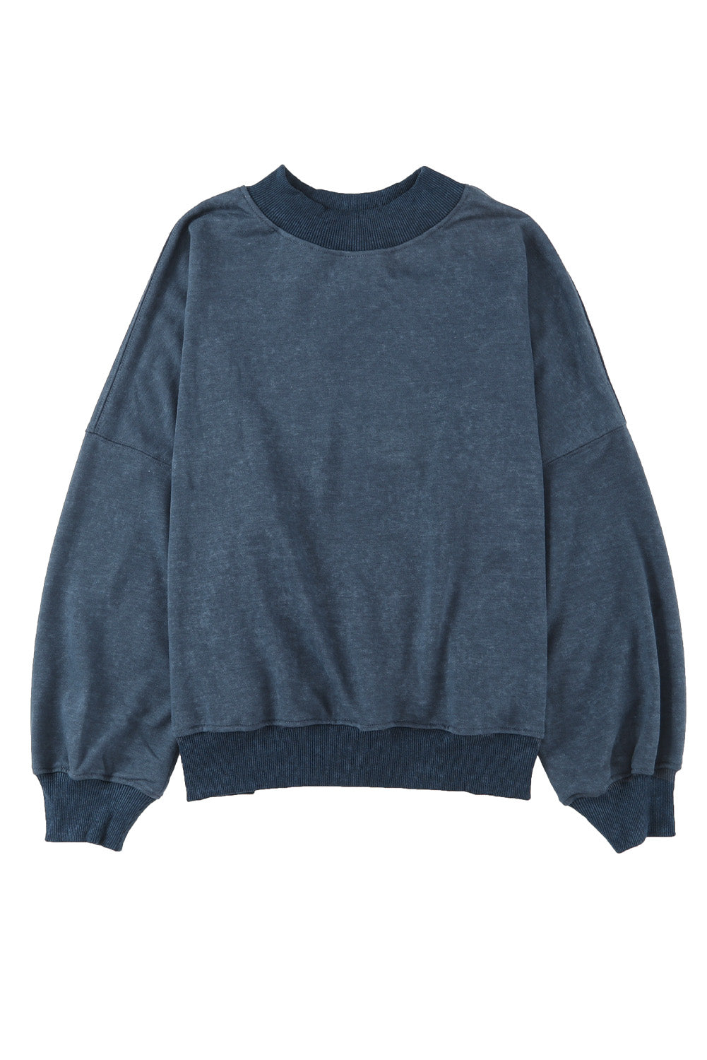 Black Plain Drop Shoulder Crew Neck Pullover Sweatshirt