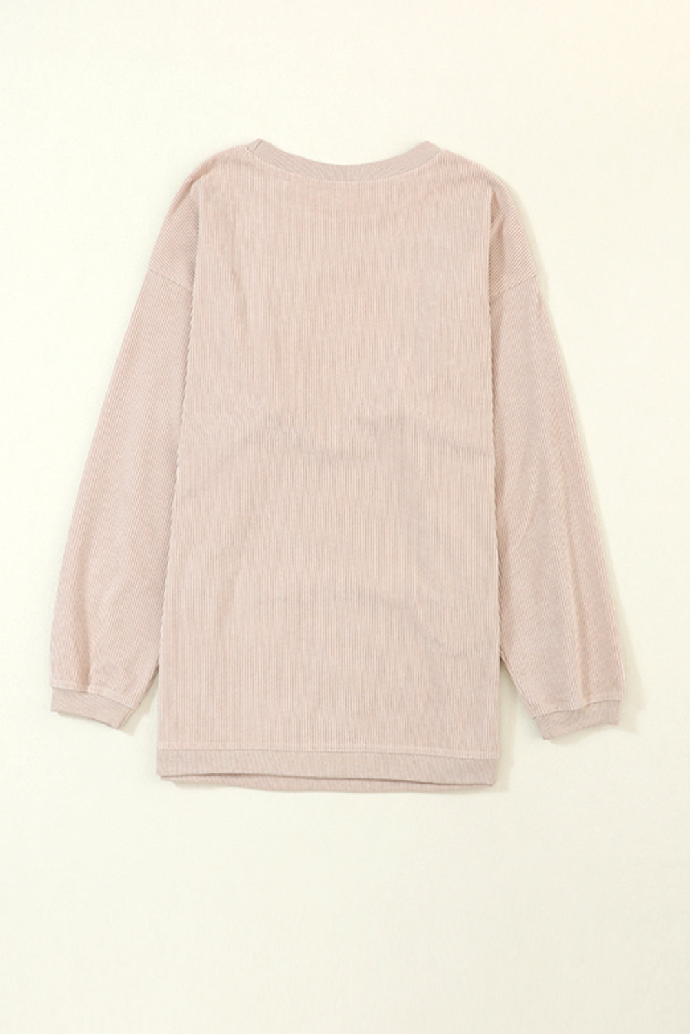 Light Grey Drop Shoulder Crinkle Rib Oversized Sweatshirt