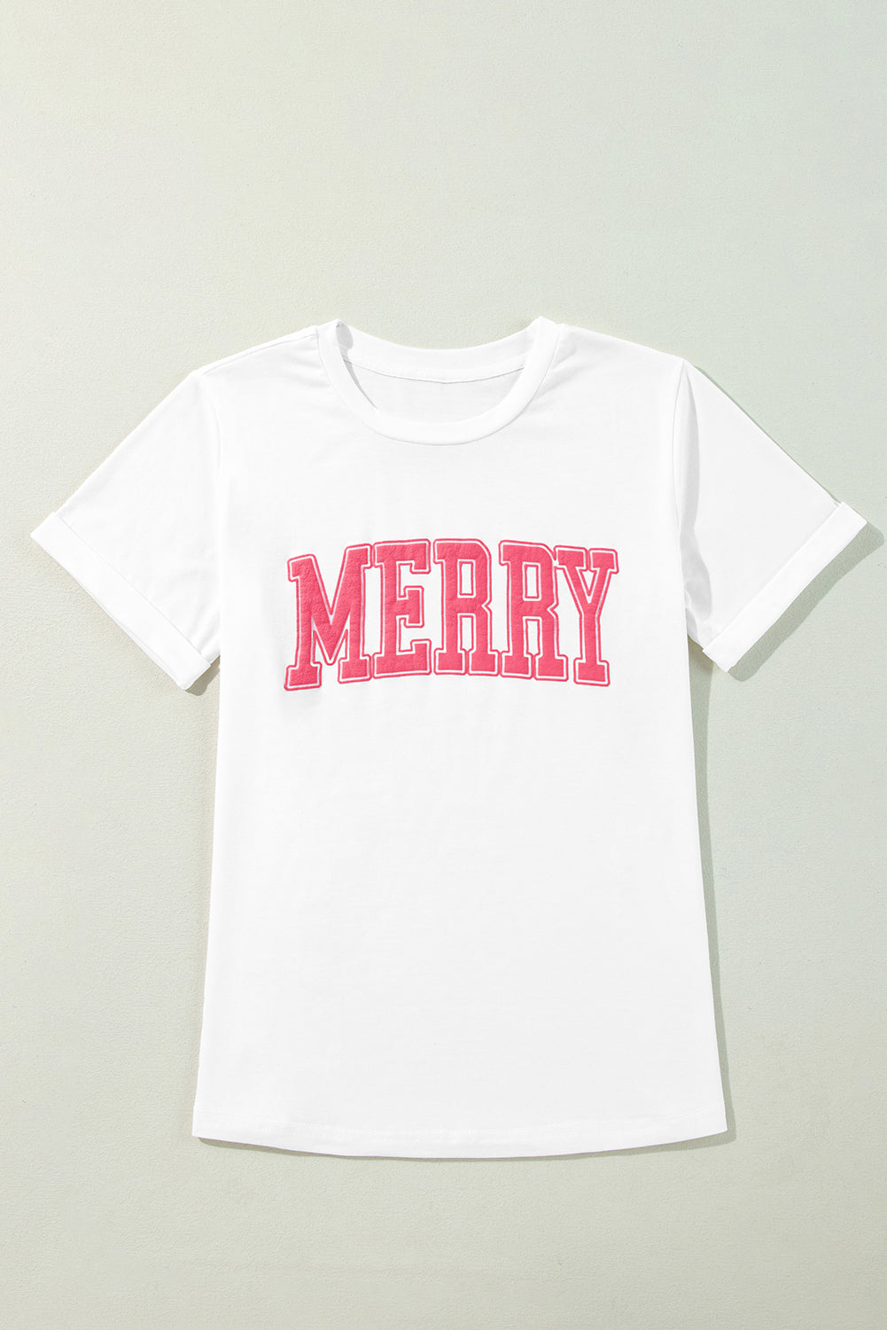 White MERRY Christmas Letter Print Graphic Tee