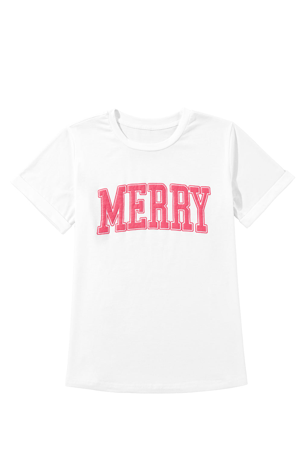 White MERRY Christmas Letter Print Graphic Tee