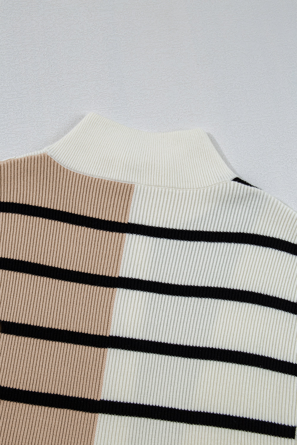 Black Stripe Quarter Zip Collar Knit Vest