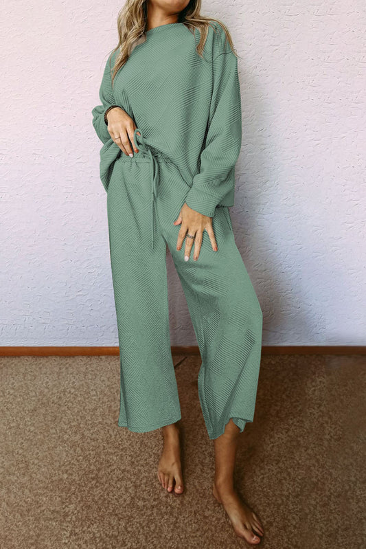 Green Slouchy Long Sleeve Top and Pants Set