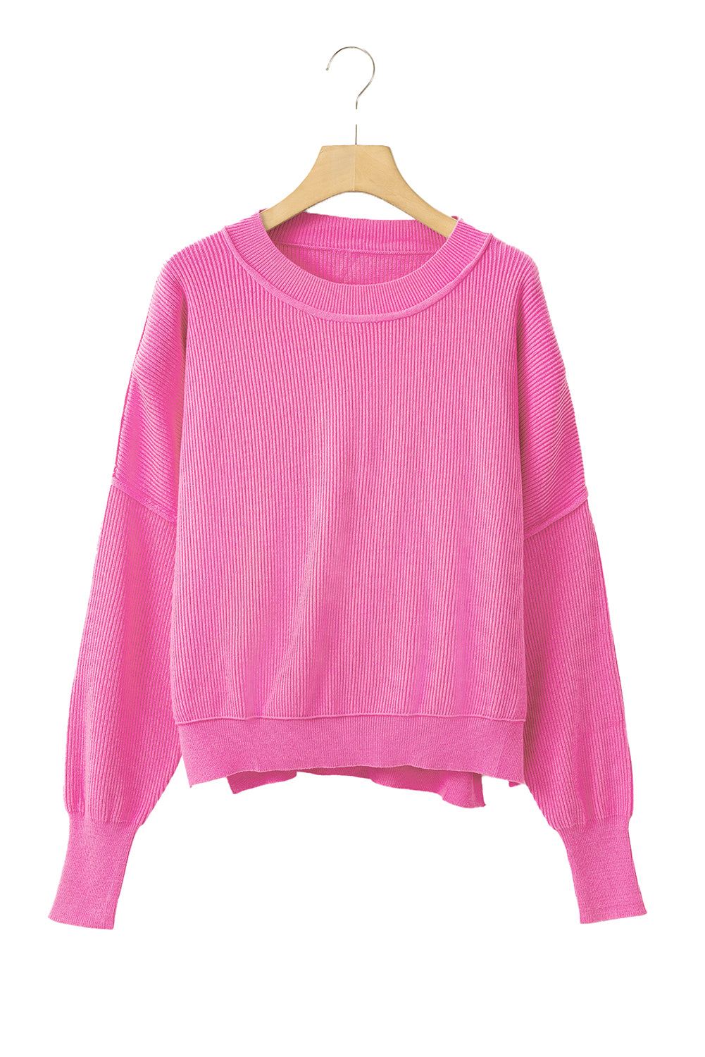 Hot Pink Exposed Seam Oversized Cropped Sweater