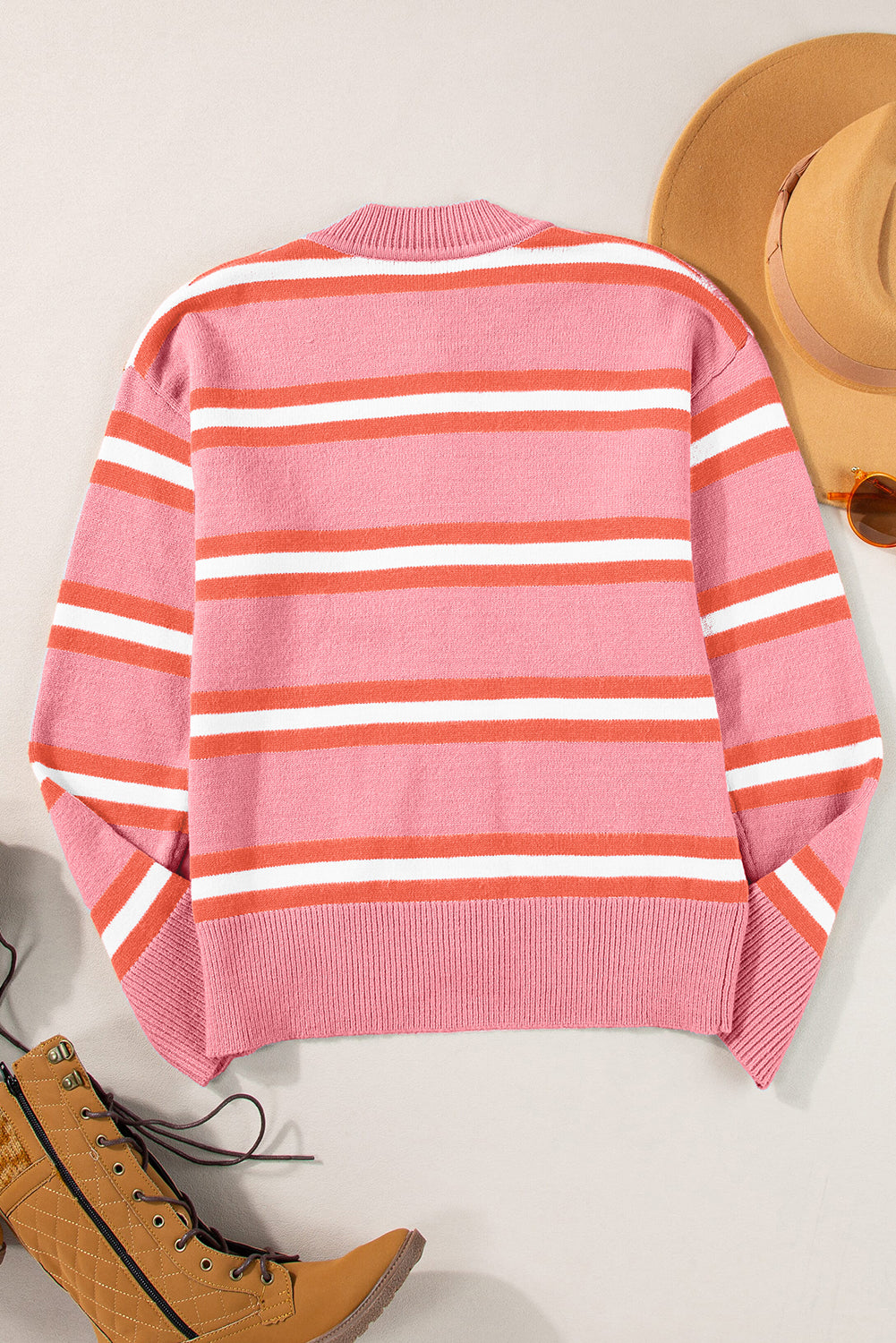 Pink Stripe Button-up Short Cardigan