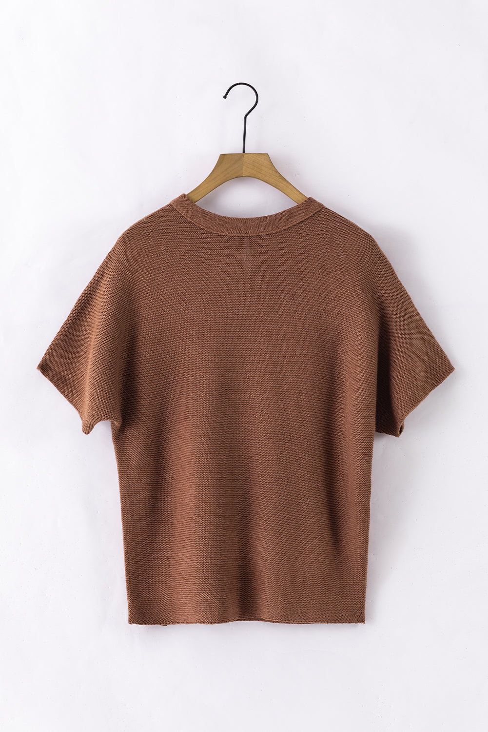 Apricot Mock Neck Short Sleeve Sweater