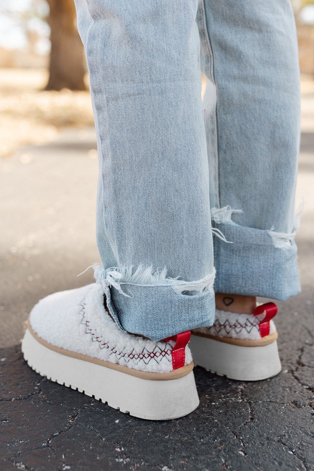 Oatmeal Suede Contrast Plush Thick Sole Slippers