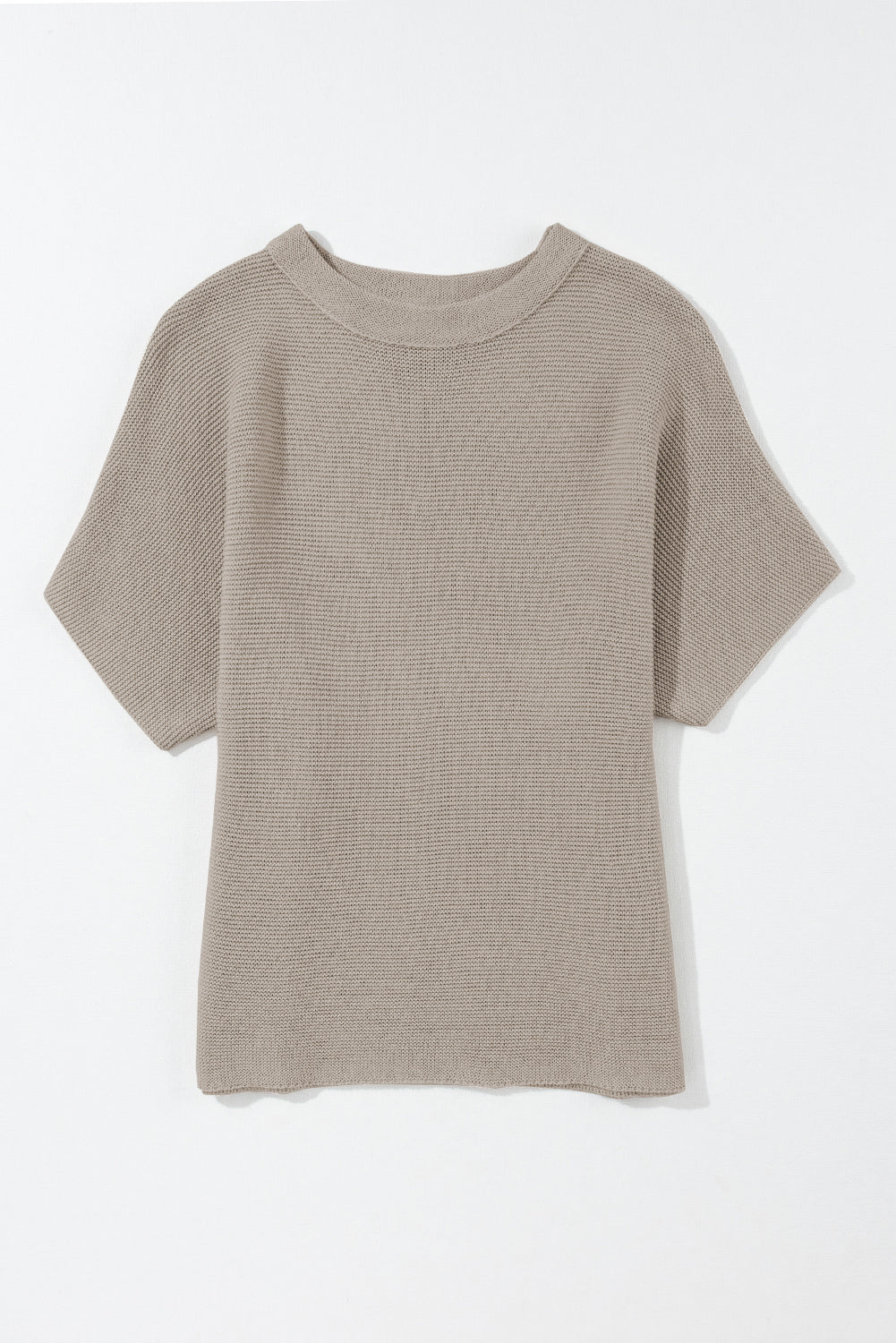 Apricot Mock Neck Short Sleeve Sweater