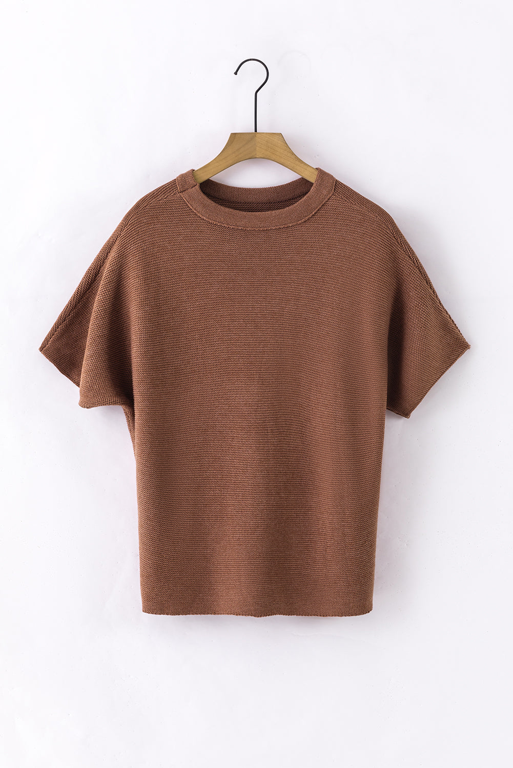 Apricot Mock Neck Short Sleeve Sweater