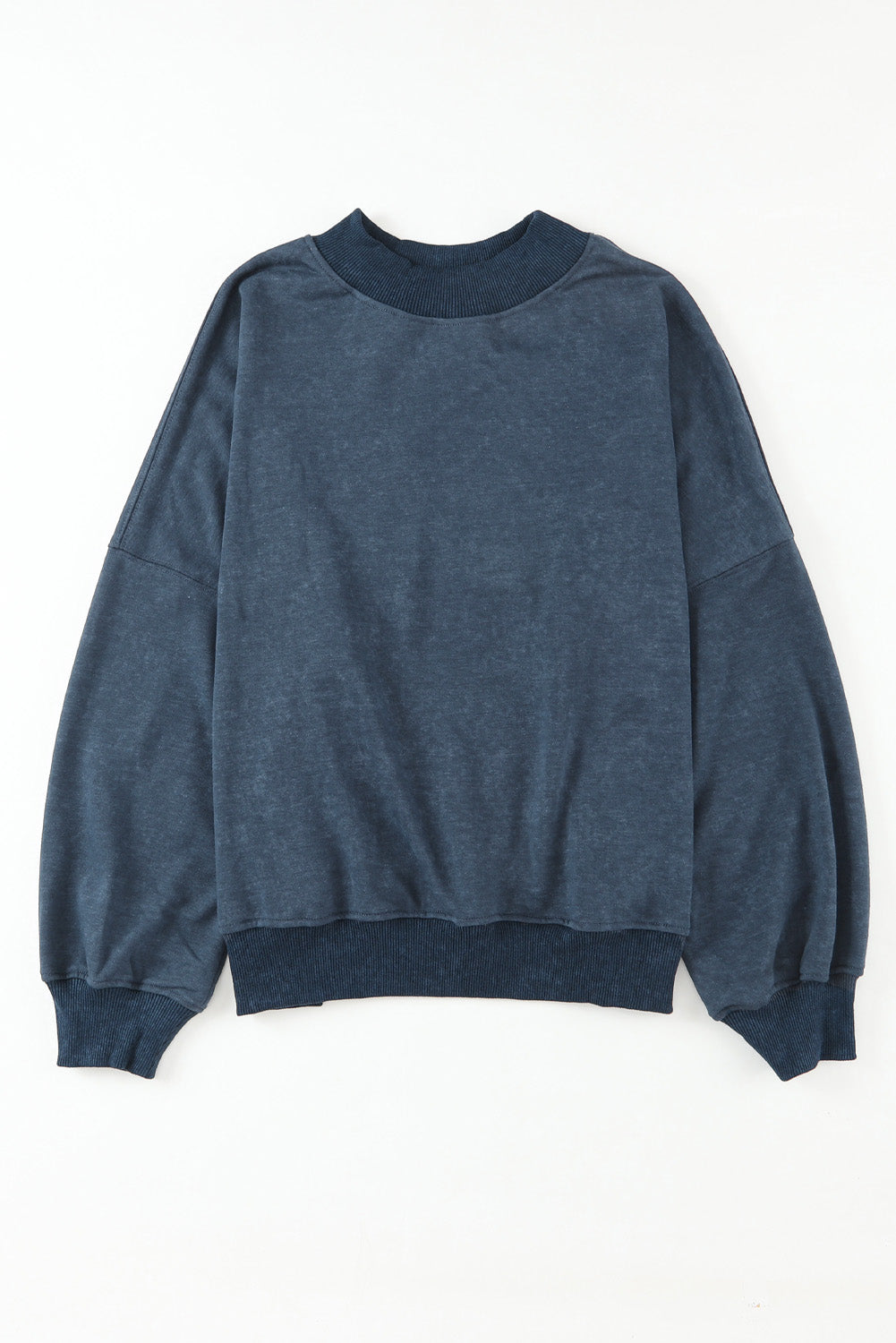 Black Plain Drop Shoulder Crew Neck Pullover Sweatshirt