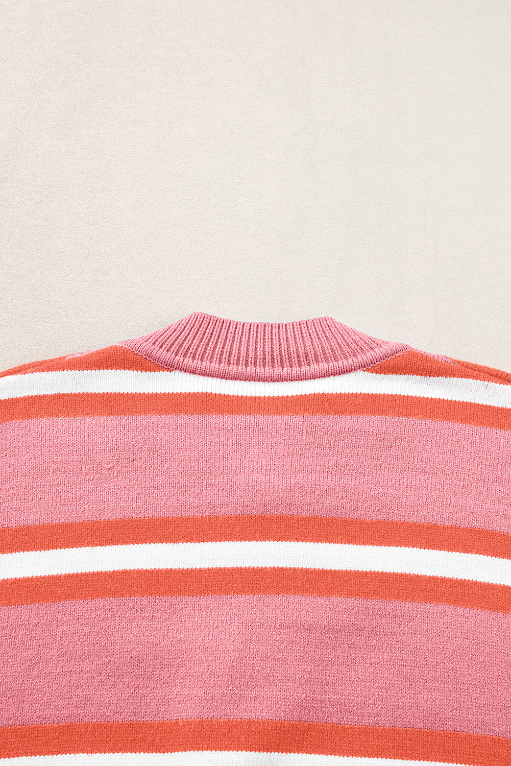 Pink Stripe Button-up Short Cardigan