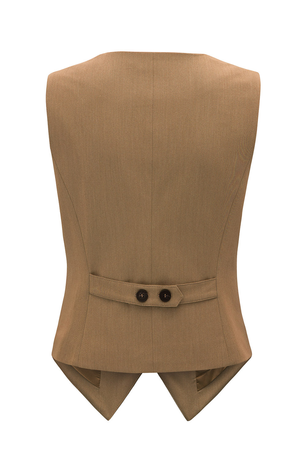 Chestnut Solid Color Button Up V Neck Suit Vest