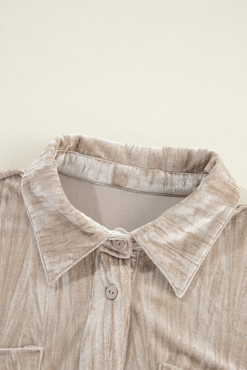 Golden Velvet Loose Fit Chest Pockets Buttoned Shirt