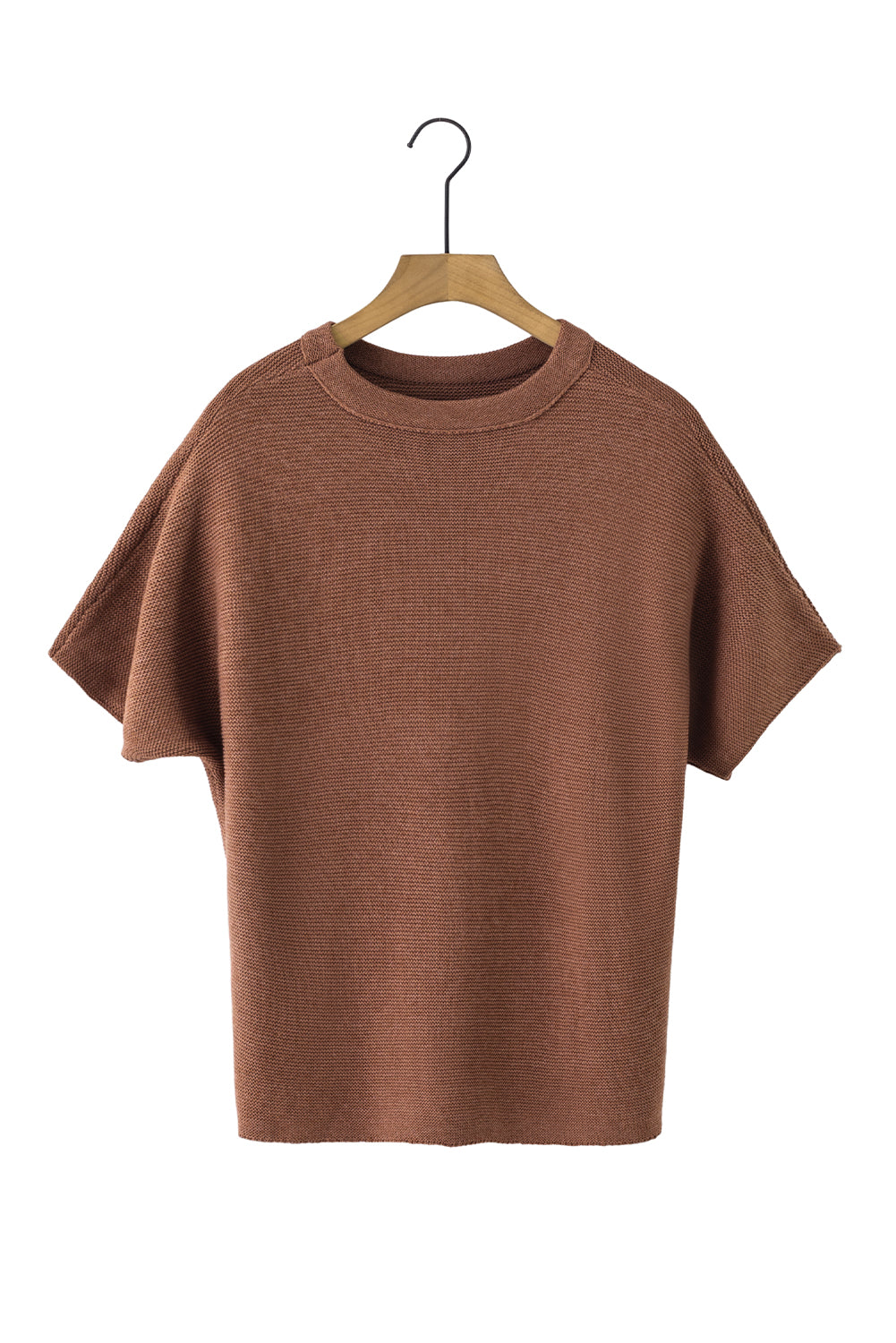 Apricot Mock Neck Short Sleeve Sweater