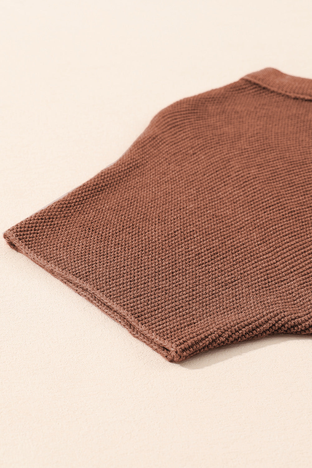 Apricot Mock Neck Short Sleeve Sweater