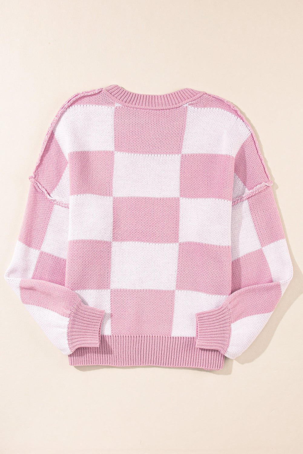 Green Checkered Bishop Sleeve Pullover Sweater