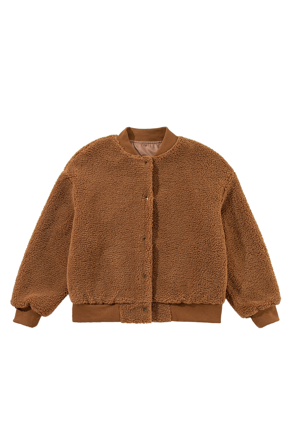 Redwood Burl Sherpa Ribbed Baseball Collar Bomber Jacket