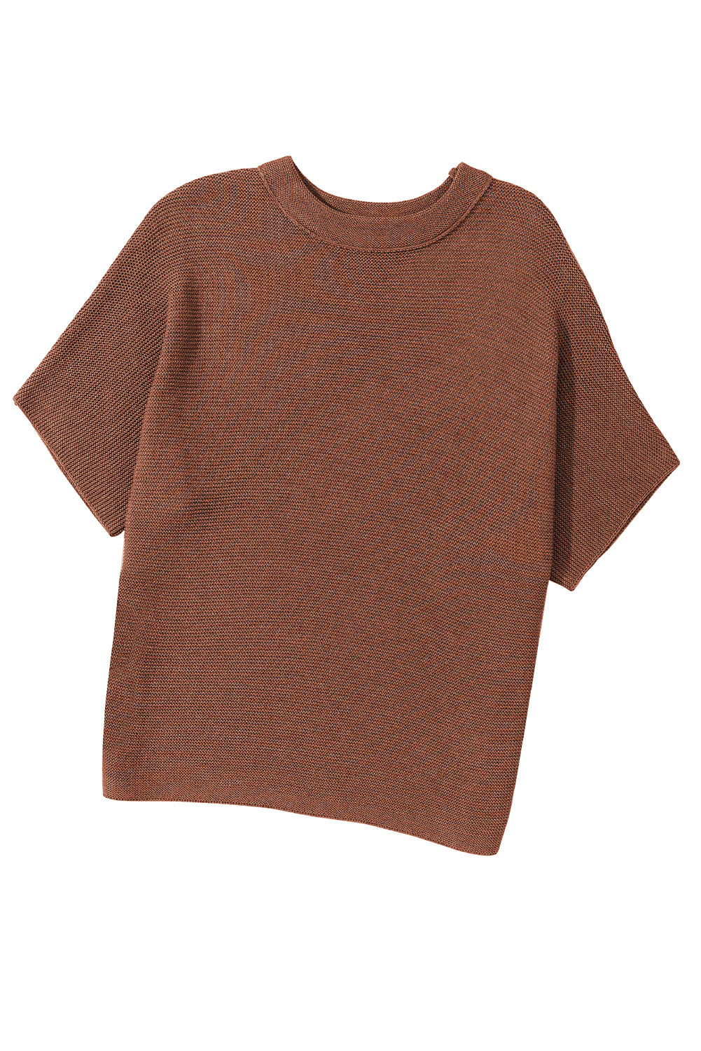 Apricot Mock Neck Short Sleeve Sweater