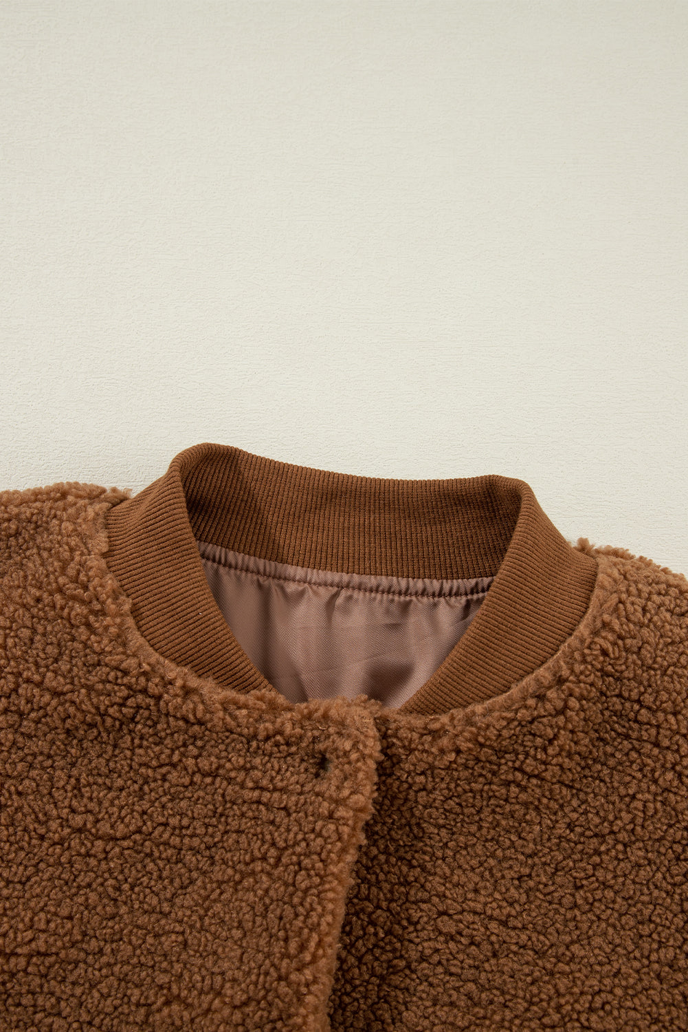 Redwood Burl Sherpa Ribbed Baseball Collar Bomber Jacket