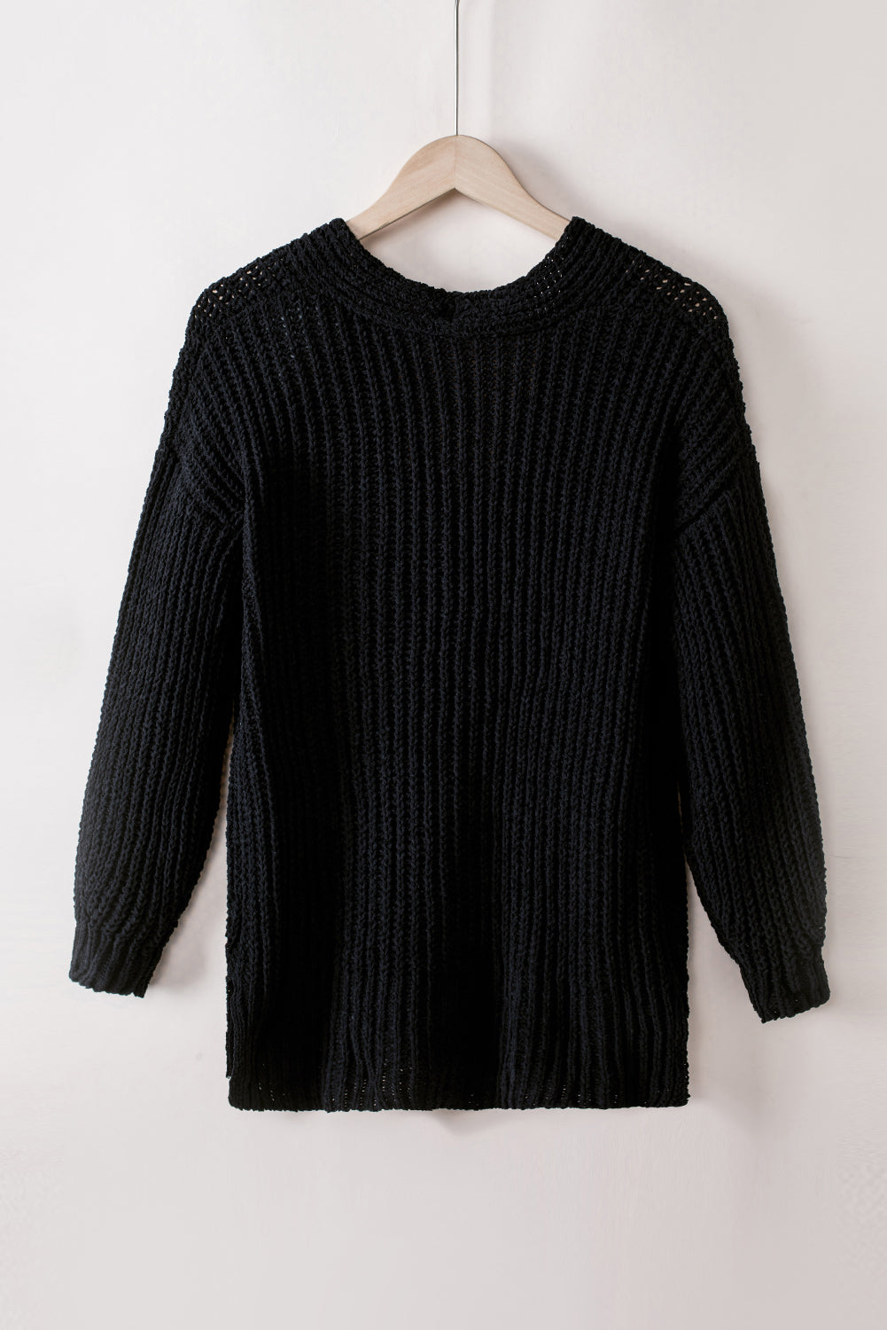 Black Solid Color Buttoned Down Casual Knitted Cardigan